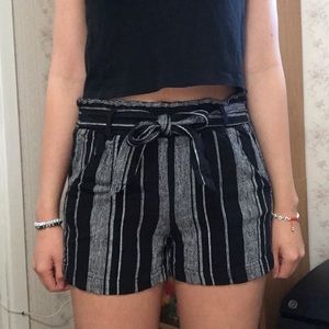 Jolt Striped Paperbag Shorts